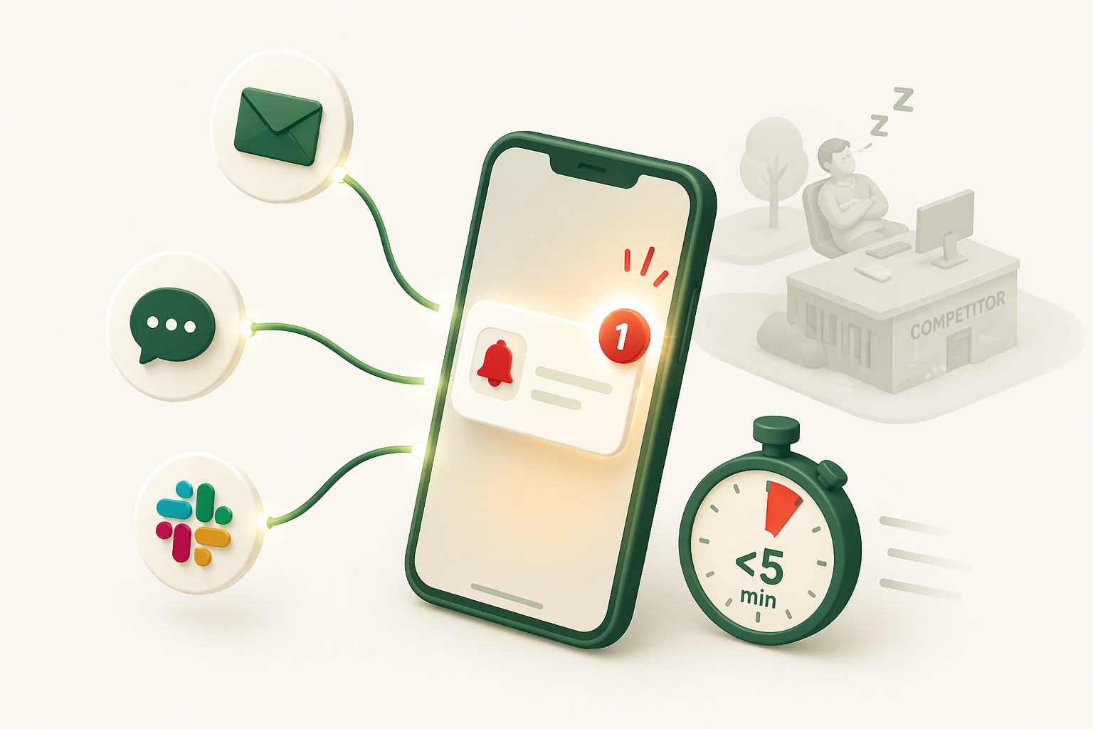 Instant lead notifications via email SMS and Slack